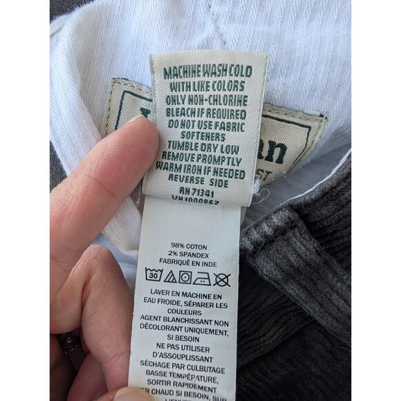 LL Bean Mens Stretch Country Corduroy Pants Sz 35w 30L Natural Fit Dark Charcoal - Picture 6 of 6